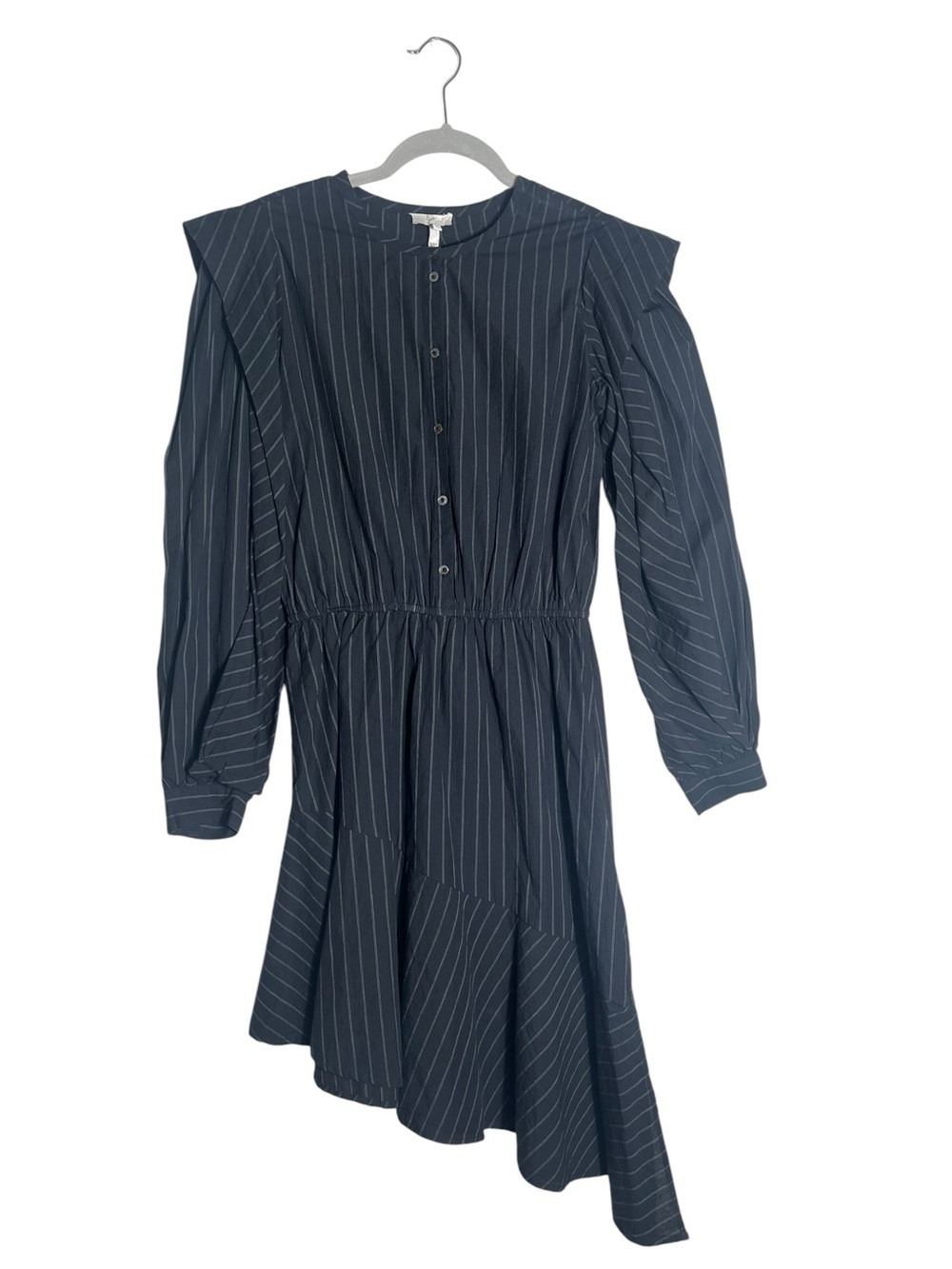 Joie Rasheda Dress Small Black Pinstripe Asymmetrical Mini Shirt Dress NWT